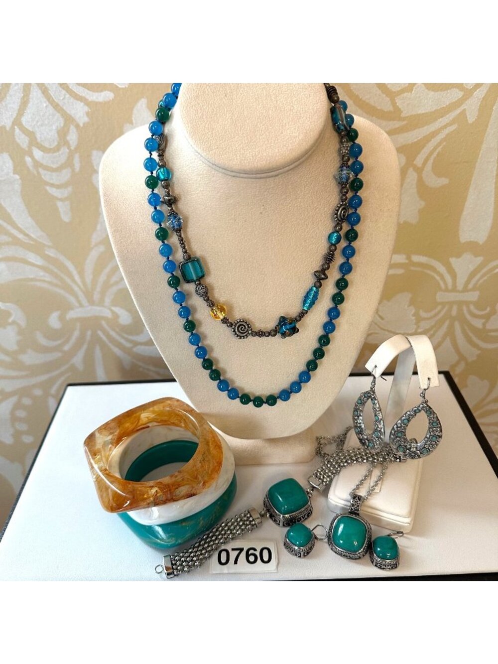 Jewelry Lot Vintage Modern Necklace Bracelets Earring Gemstones Art Glass